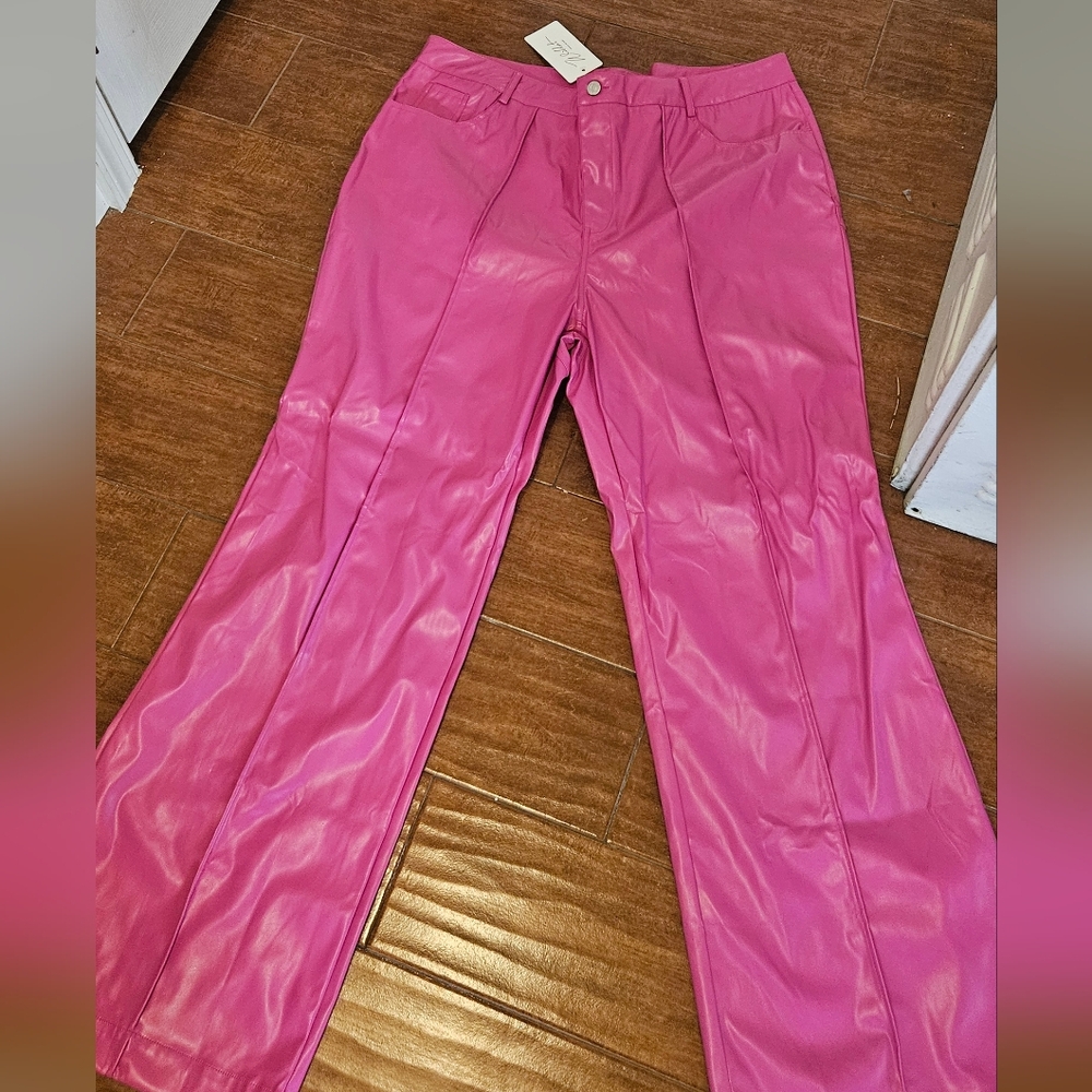 Wildcat Vibrant Pink Faux Leather Pants - 2x